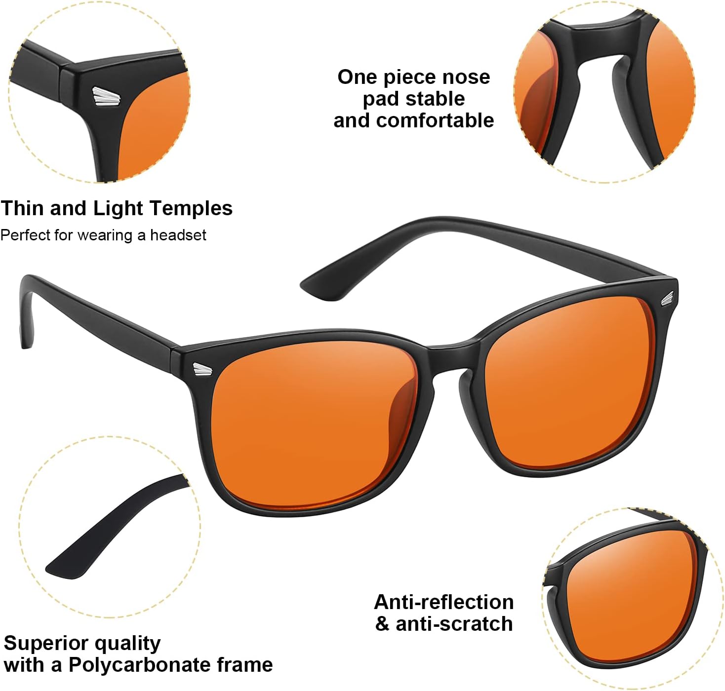 Amber blue-light blocking glasses for evening use