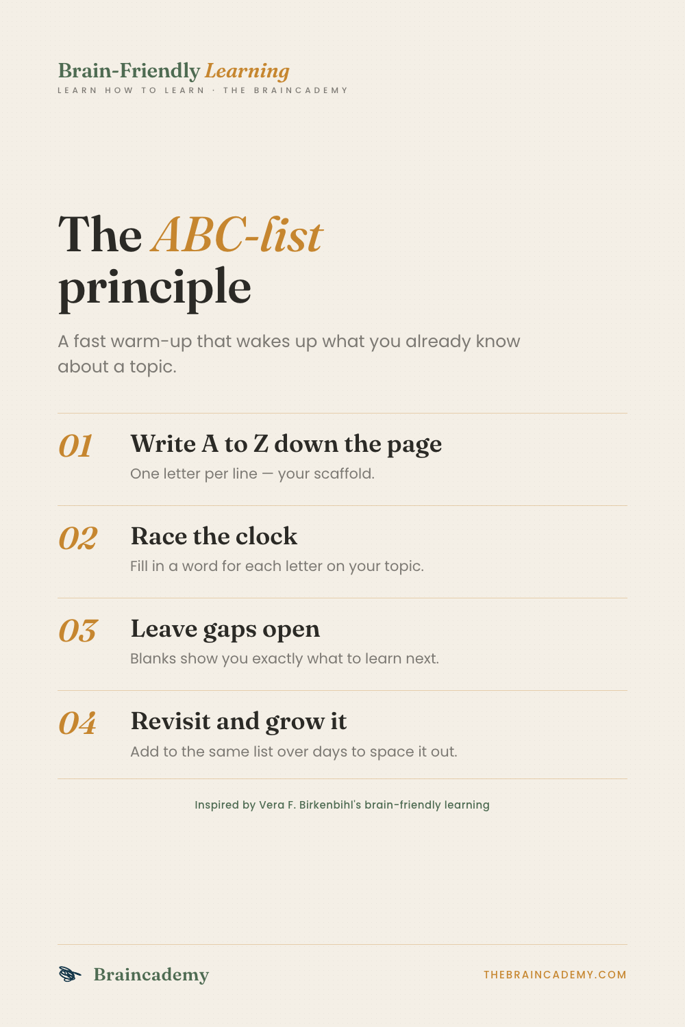The ABC-list principle
