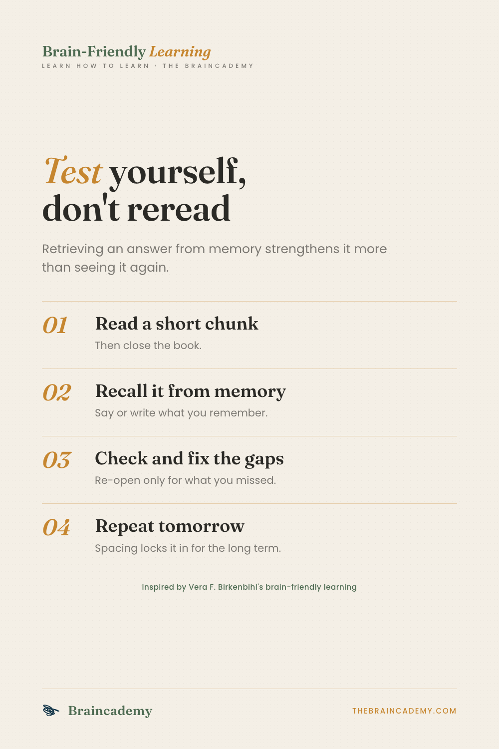 Test yourself, don't reread