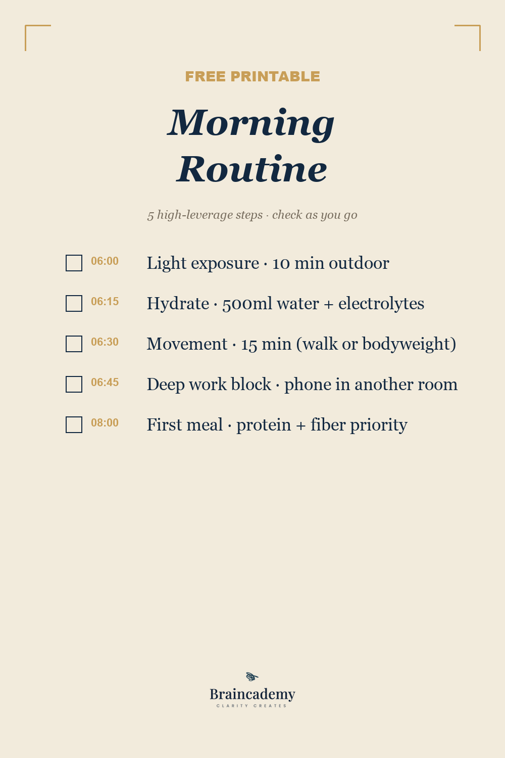 Morning routine printable template
