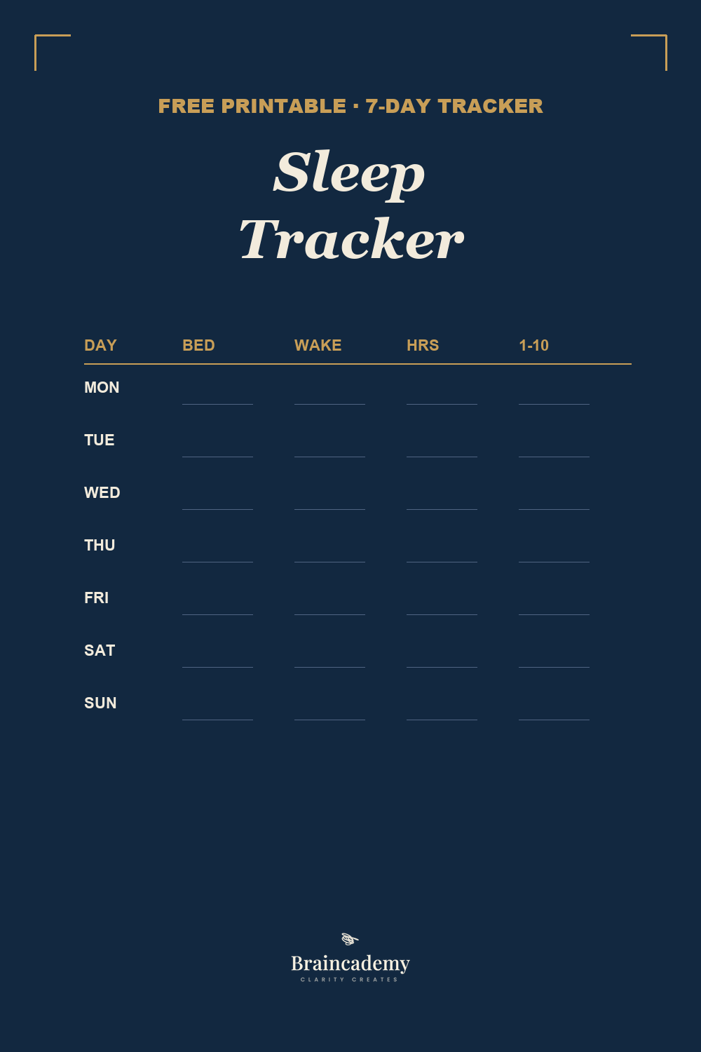 Sleep tracker printable template